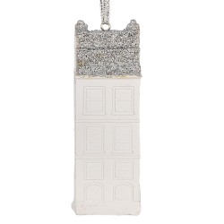 Clayre & Eef Christmas Ornament House 4x4x11 cm White Plastic
