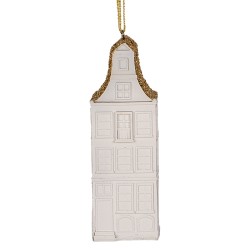 Clayre & Eef Weihnachtsanhänger Haus 11 cm Weiß Kunststoff