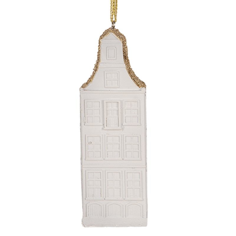 Clayre & Eef Weihnachtsanhänger Haus 11 cm Weiß Kunststoff