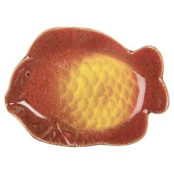 Clayre & Eef Dekoration Schale Fisch 16x11x3 cm Orange Keramik