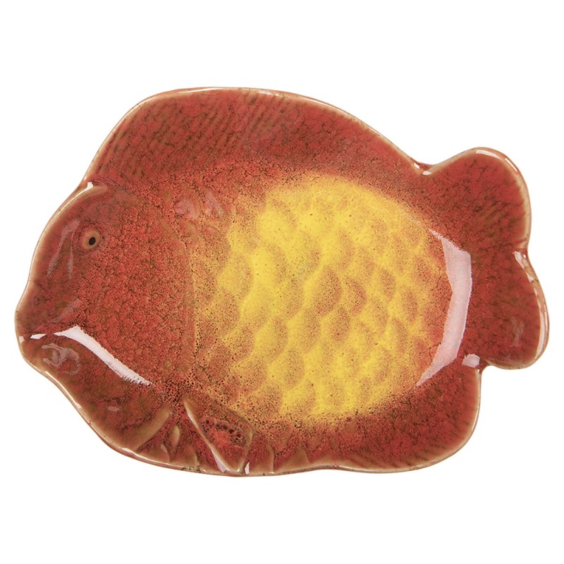 Clayre & Eef Decoratie schaal Vis 16x11x3 cm Oranje Keramiek