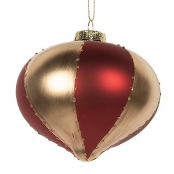 Clayre & Eef Christmas Bauble Ø 10x10 cm Gold colored Red Glass