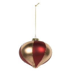 Clayre & Eef Christmas Bauble Ø 10x10 cm Gold colored Red Glass