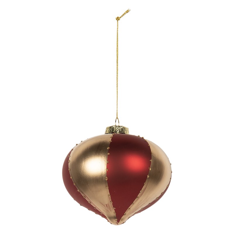 Clayre & Eef Christmas Bauble Ø 10x10 cm Gold colored Red Glass