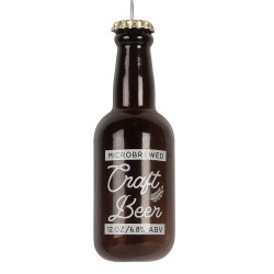 Clayre & Eef Weihnachtsanhänger Flasche Ø 5x13 cm Braun Glas