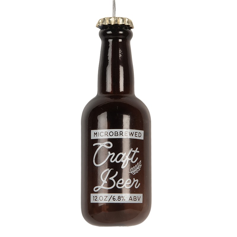 Clayre & Eef Weihnachtsanhänger Flasche Ø 5x13 cm Braun Glas