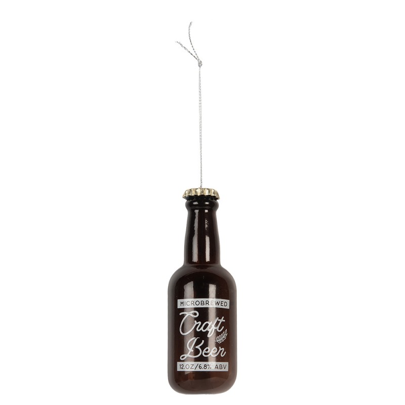 Clayre & Eef Weihnachtsanhänger Flasche Ø 5x13 cm Braun Glas
