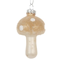Clayre & Eef Weihnachtsanhänger Ø 4x8 cm Beige Glas