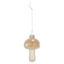 Clayre & Eef Weihnachtsanhänger Ø 4x8 cm Beige Glas