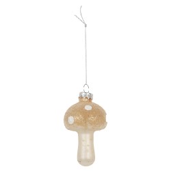 Clayre & Eef Weihnachtsanhänger Ø 4x8 cm Beige Glas
