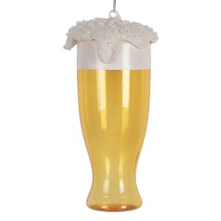 Clayre & Eef Weihnachtsanhänger Ø 7x14 cm Gelb Glas