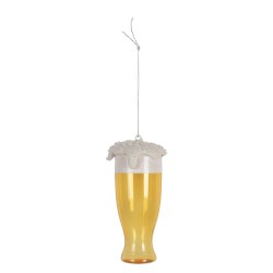 Clayre & Eef Weihnachtsanhänger Ø 7x14 cm Gelb Glas