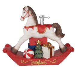 Clayre & Eef Kerstboom Standaard Hobbelpaard 73x21x61 cm Wit Keramisch materiaal