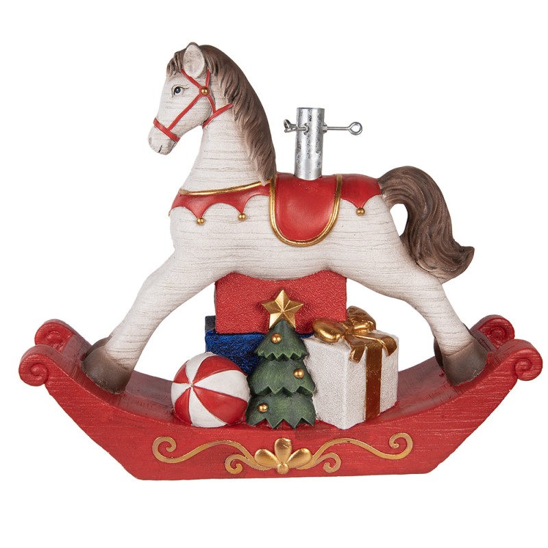 Clayre & Eef Kerstboom Standaard Hobbelpaard 73x21x61 cm Wit Keramisch materiaal