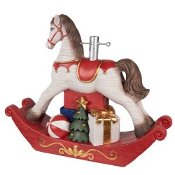 Clayre & Eef Kerstboom Standaard Hobbelpaard 73x21x61 cm Wit Keramisch materiaal