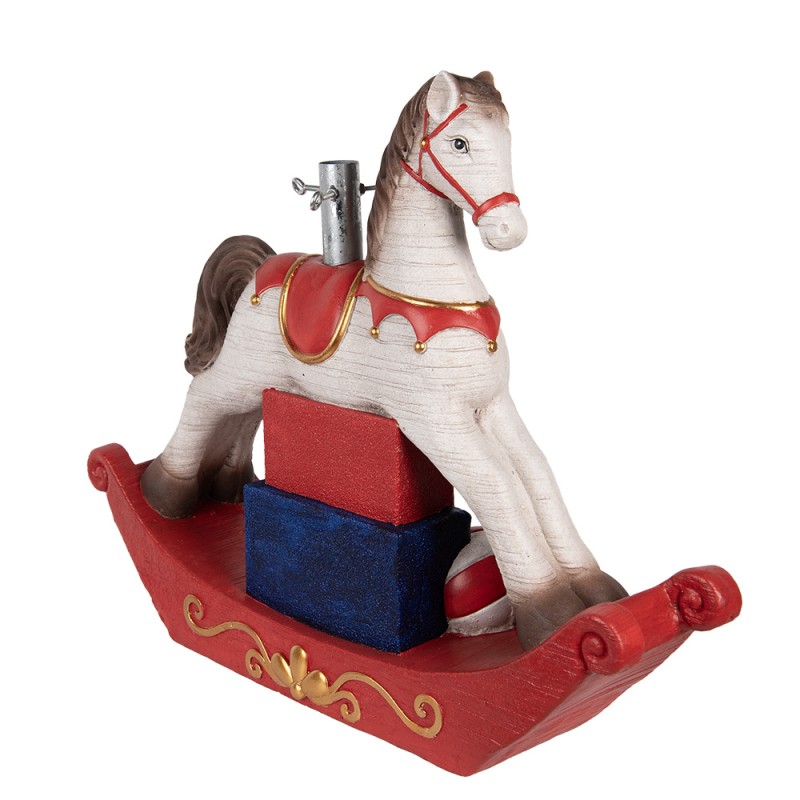 Clayre & Eef Kerstboom Standaard Hobbelpaard 73x21x61 cm Wit Keramisch materiaal