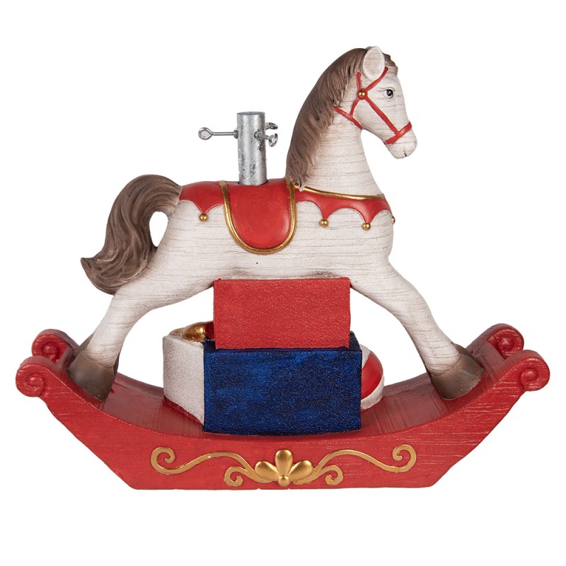 Clayre & Eef Kerstboom Standaard Hobbelpaard 73x21x61 cm Wit Keramisch materiaal