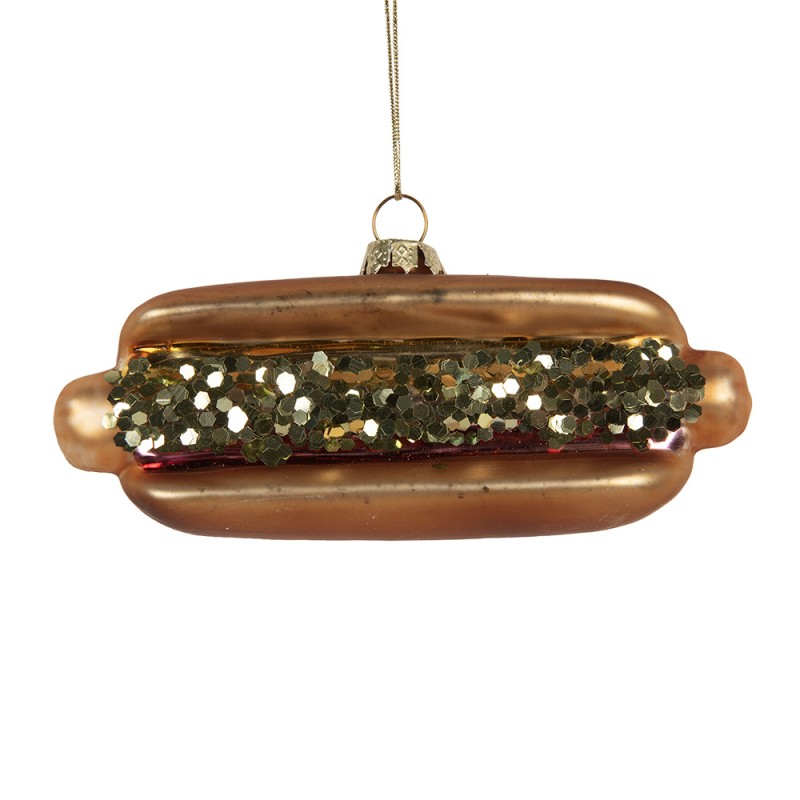 Clayre & Eef Weihnachtsanhänger 13x4x6 cm Braun Glas