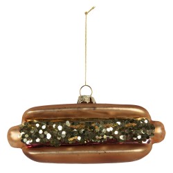 Clayre & Eef Weihnachtsanhänger 13x4x6 cm Braun Glas