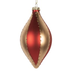Clayre & Eef Weihnachtskugel Ø 8x15 cm Goldfarbig Rot Glas