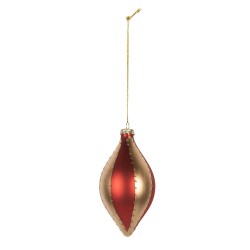 Clayre & Eef Weihnachtskugel Ø 8x15 cm Goldfarbig Rot Glas