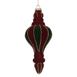 Clayre & Eef Palla di natale Ø 6x15 cm Rosso Verde Vetro