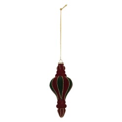 Clayre & Eef Palla di natale Ø 6x15 cm Rosso Verde Vetro