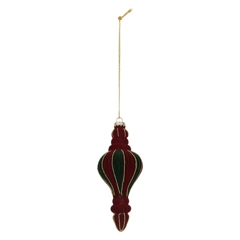 Clayre & Eef Palla di natale Ø 6x15 cm Rosso Verde Vetro