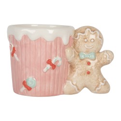 Clayre & Eef Tasse 350 ml Rosa Keramik Pfefferkuchenmann