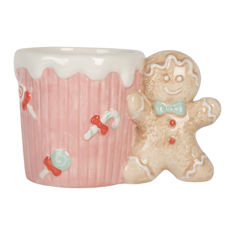 Clayre & Eef Tasse 350 ml Rosa Keramik Pfefferkuchenmann