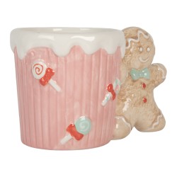 Clayre & Eef Tasse 350 ml Rosa Keramik Pfefferkuchenmann