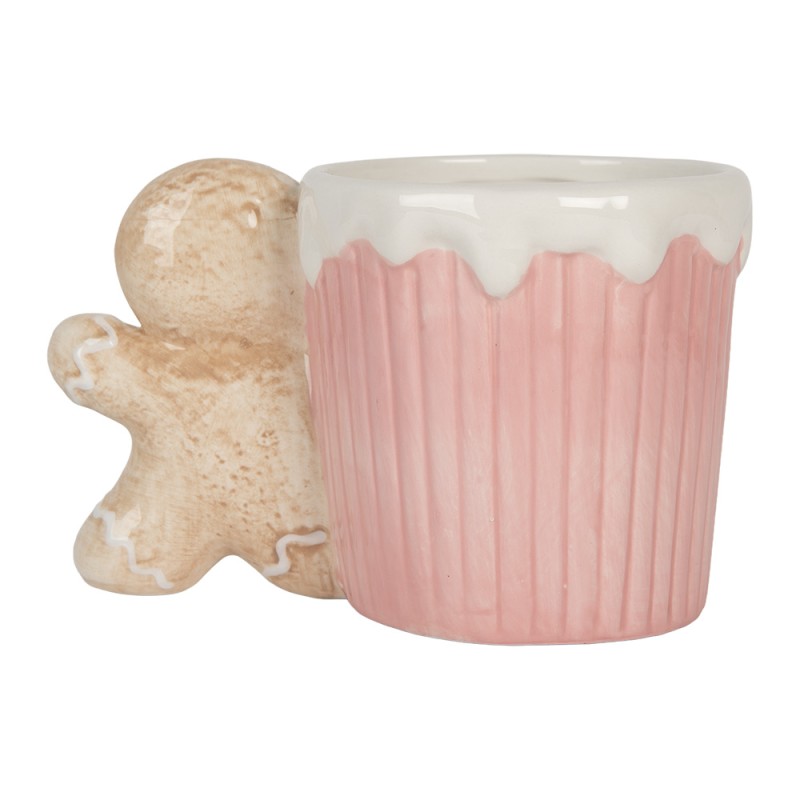 Clayre & Eef Tasse 350 ml Rosa Keramik Pfefferkuchenmann