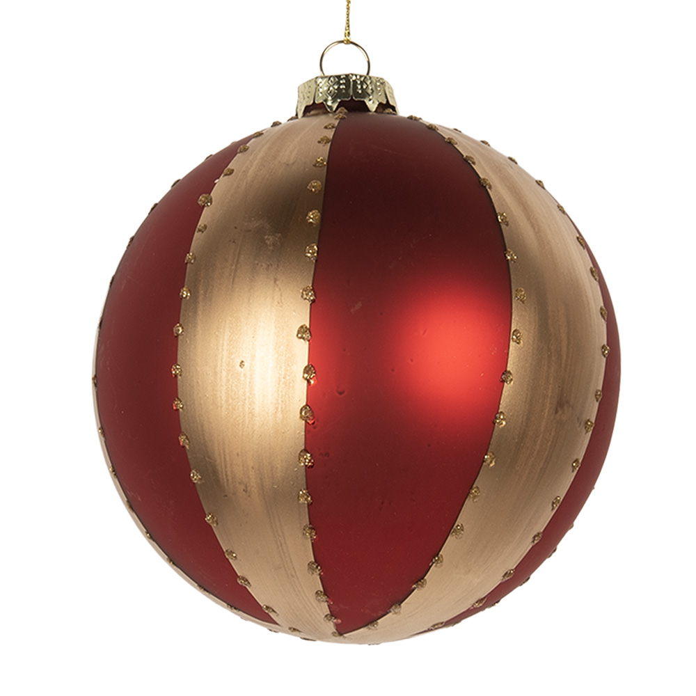 Clayre & Eef Kerstbal Ø 12x12 cm Goudkleurig Rood Glas afbeelding