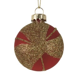 Clayre & Eef Weihnachtskugel Ø 6x3x7 cm Goldfarbig Rot Glas