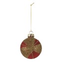 Clayre & Eef Boule de Noël Ø 6x3x7 cm Couleur or Rouge Verre