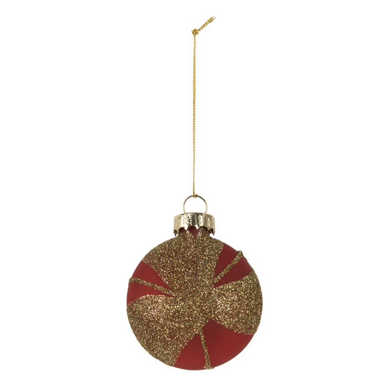 Clayre & Eef Boule de Noël Ø 6x3x7 cm Couleur or Rouge Verre