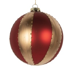 Clayre & Eef Palla di natale Ø 8x8 cm Color oro Rosso Vetro