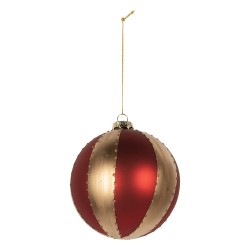 Clayre & Eef Palla di natale Ø 8x8 cm Color oro Rosso Vetro