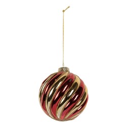 Clayre & Eef Boule de Noël Ø 8x8 cm Couleur or Rouge Verre