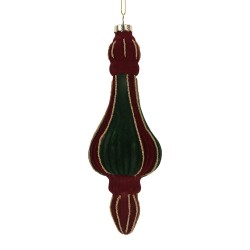 Clayre & Eef Boule de Noël Ø 6x17 cm Rouge Vert Verre