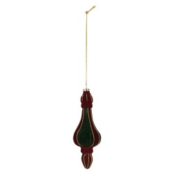 Clayre & Eef Boule de Noël Ø 6x17 cm Rouge Vert Verre