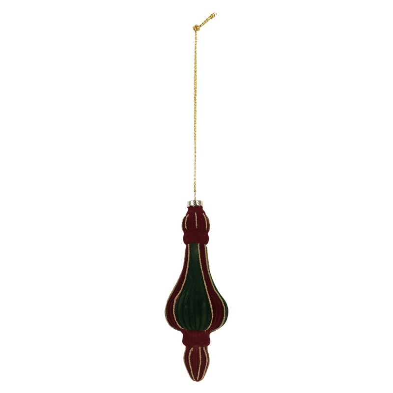 Clayre & Eef Boule de Noël Ø 6x17 cm Rouge Vert Verre