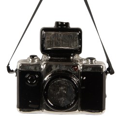 Clayre & Eef Kersthanger Fotocamera 9x5x9 cm Zilverkleurig Glas