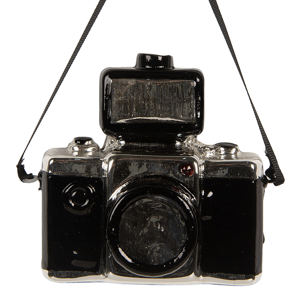 Clayre & Eef Kersthanger Fotocamera 9x5x9 cm Zilverkleurig Glas afbeelding