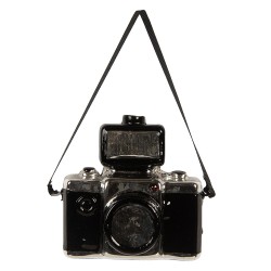 Clayre & Eef Kersthanger Fotocamera 9x5x9 cm Zilverkleurig Glas