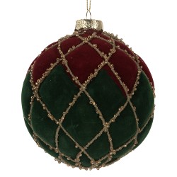 Clayre & Eef Palla di natale Ø 10x10 cm Rosso Verde Vetro
