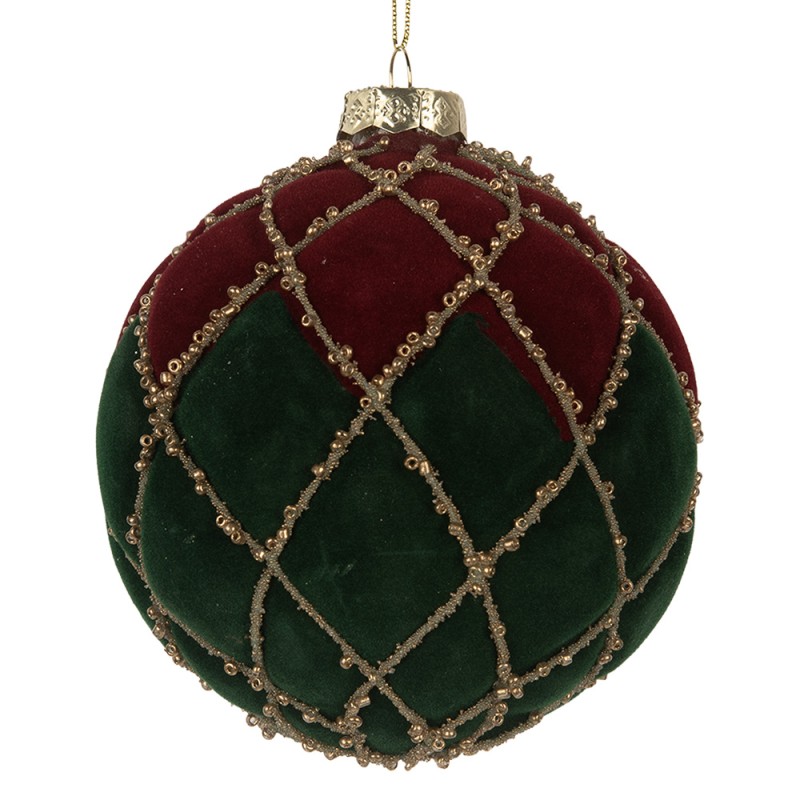 Clayre & Eef Palla di natale Ø 10x10 cm Rosso Verde Vetro