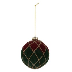 Clayre & Eef Palla di natale Ø 10x10 cm Rosso Verde Vetro