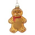 Clayre & Eef Kersthanger Gingerbread man 6x2x10 cm Bruin Glas