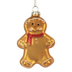 Clayre & Eef Kersthanger Gingerbread man 6x2x10 cm Bruin Glas